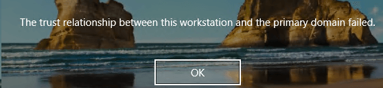 Windows logon error: The trust relationship between this workstation and the primary domain failed