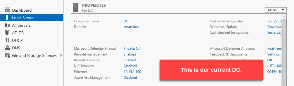 File Explorer showing a new C:\IFM folder created on DC1.