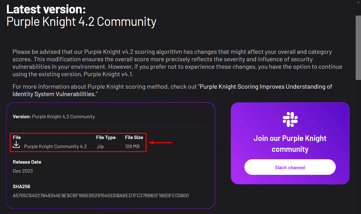 Semperis Purple Knight Community 4.2 download page