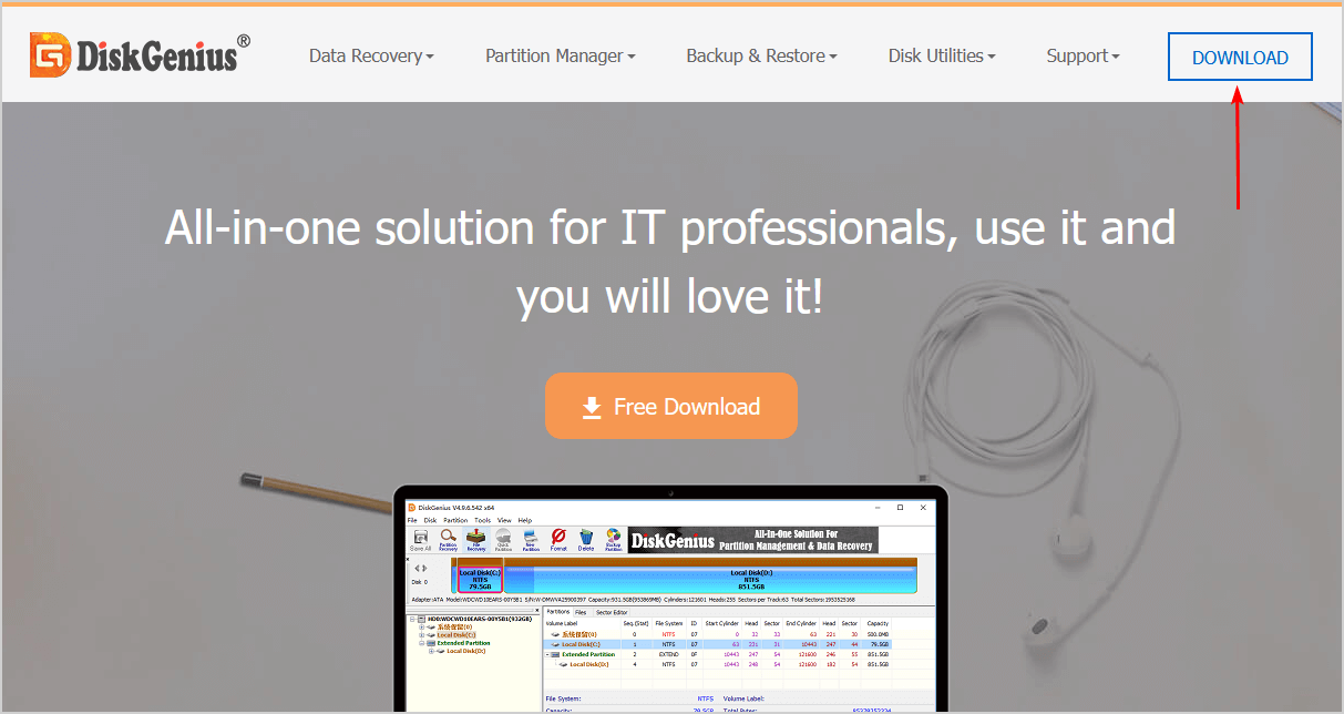 DiskGenius website download page