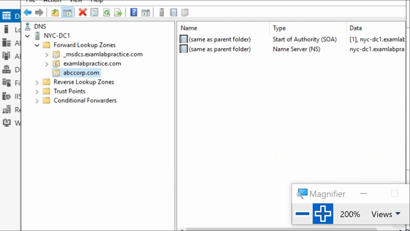 DNS Manager tree showing the new infotechninja.com Forward Lookup Zone alongside infotechninja.local