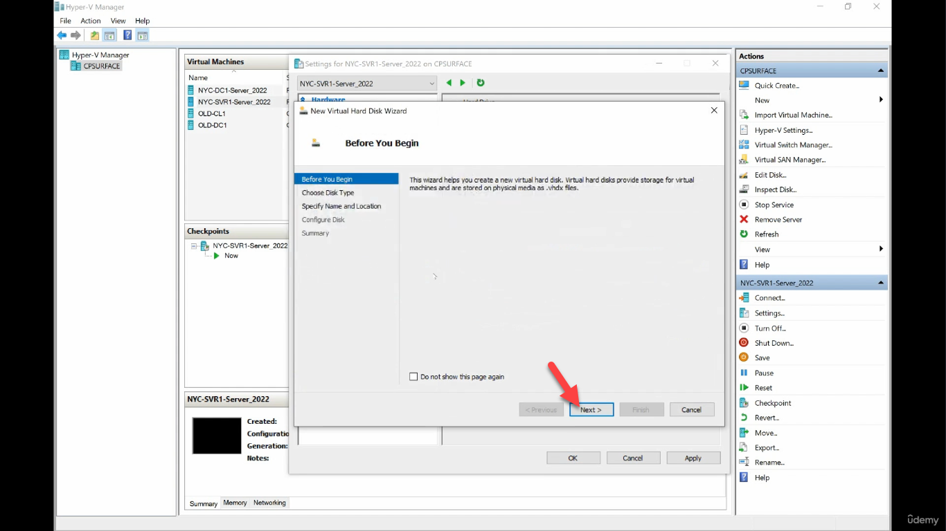 Choose Disk Type Dynamically expanding selected