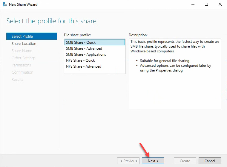 Step 5 of the roaming-profile setup workflow on Windows Server 2022