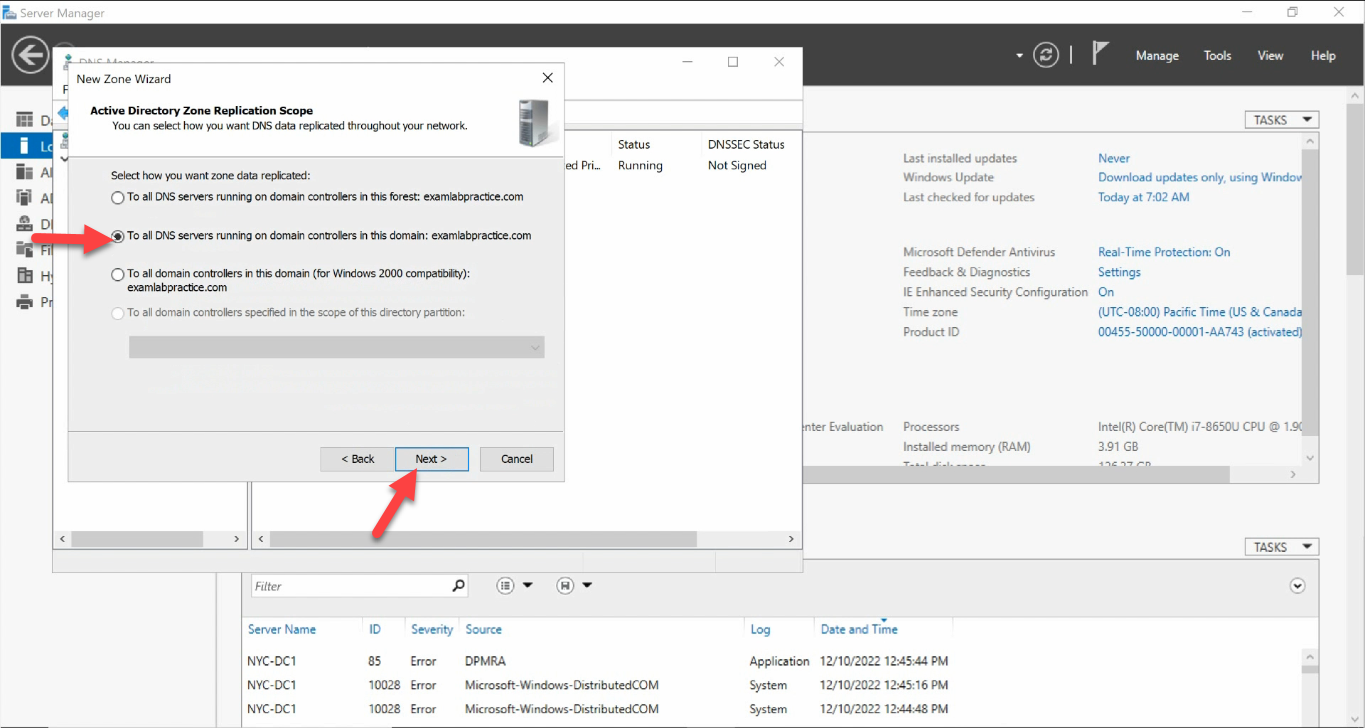 AD Zone Replication Scope to all DNS servers in domain