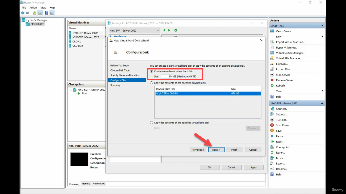 Choose Disk Type Dynamically expanding