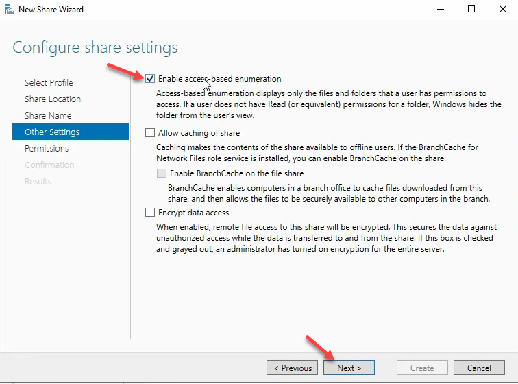 Step 8 of the roaming-profile setup workflow on Windows Server 2022