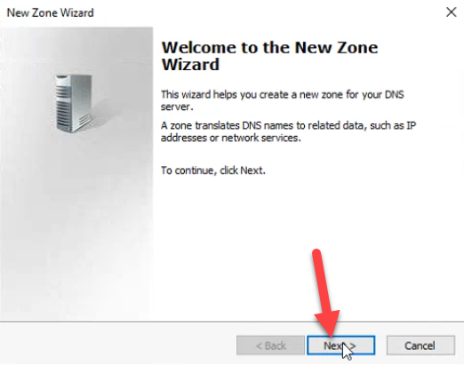 New Zone Wizard welcome screen