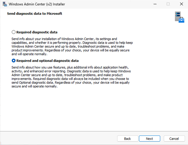 WAC Required diagnostic data option.