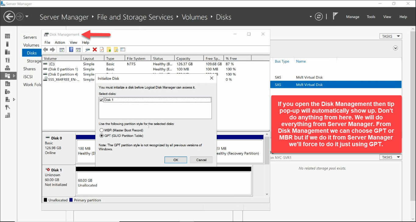 Disk Management warning popup