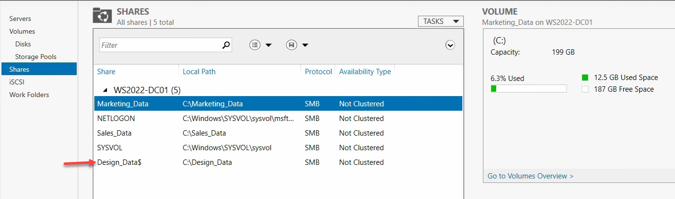 View Results screen showing share creation completed.