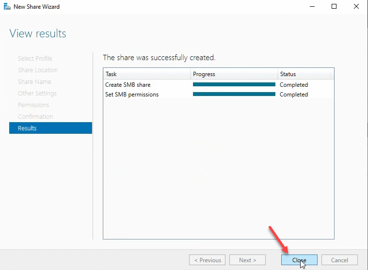 Step 16 of the roaming-profile setup workflow on Windows Server 2022