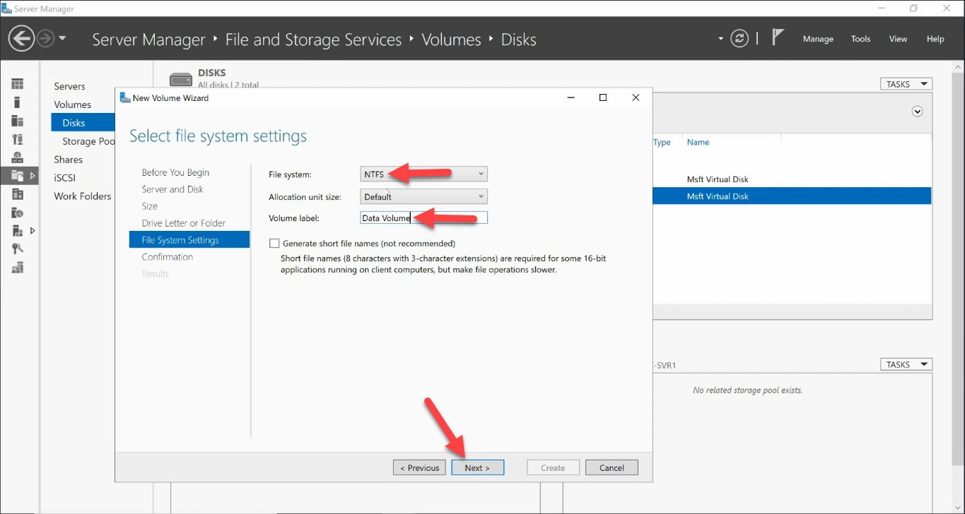 File System Settings NTFS or ReFS
