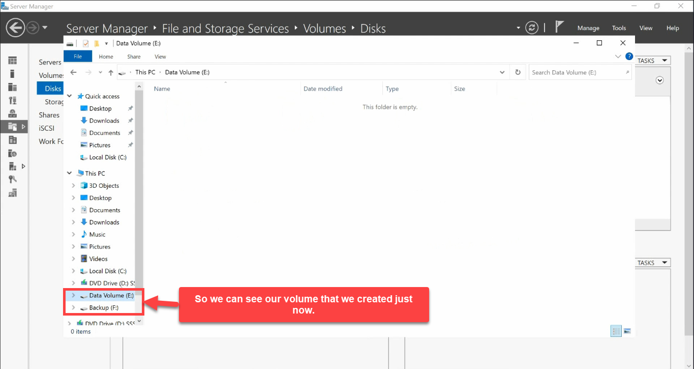 File Explorer showing Data Volume E and Backup F