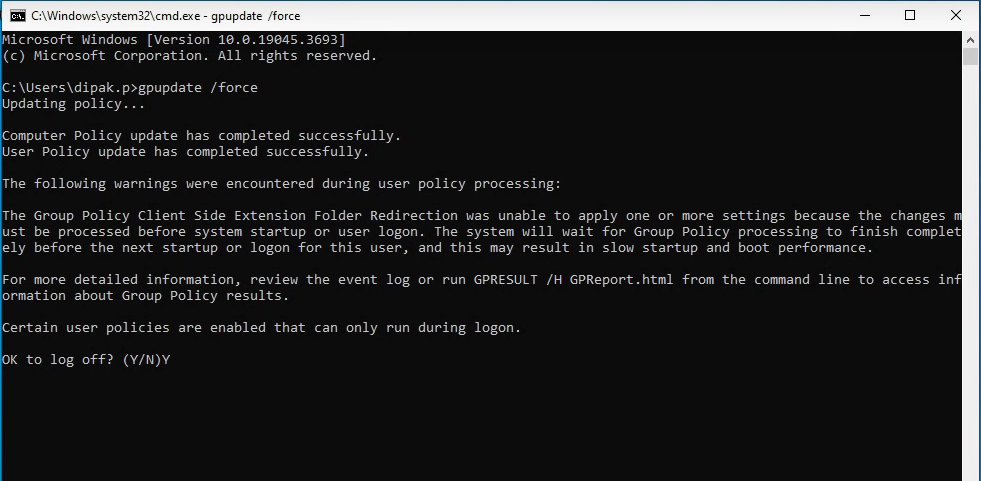 gpupdate logoff confirmation prompt.