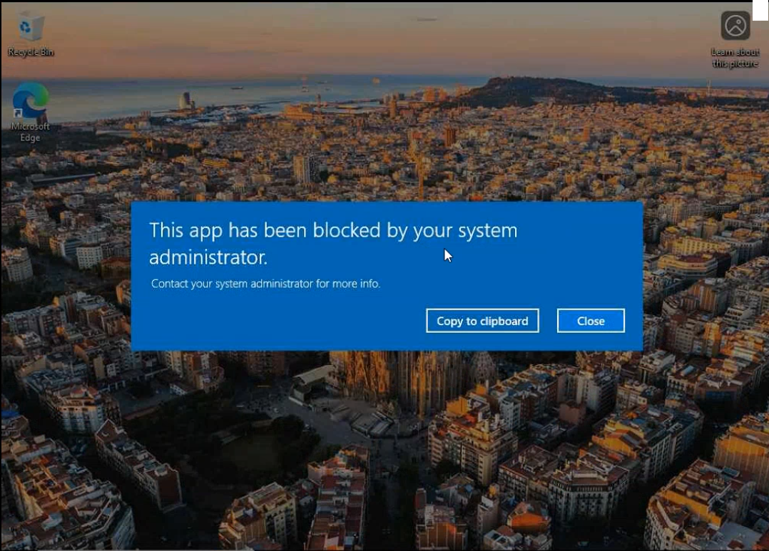 Xbox Console Companion launch screen replaced with This app has been blocked by your system administrator