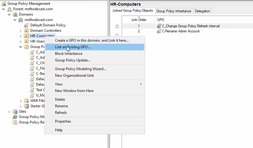 Step 25 of the roaming-profile setup workflow on Windows Server 2022