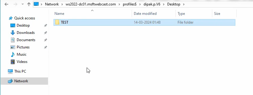 Step 34 of the roaming-profile setup workflow on Windows Server 2022