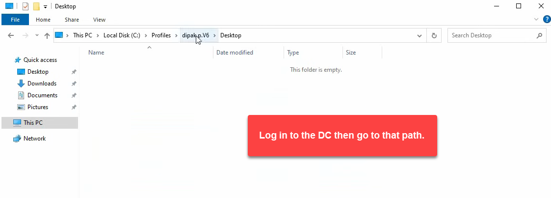 Step 36 of the roaming-profile setup workflow on Windows Server 2022