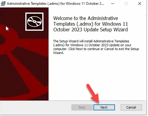 Setup wizard license-agreement page with the EULA visible and the I accept the terms checkbox available before proceeding