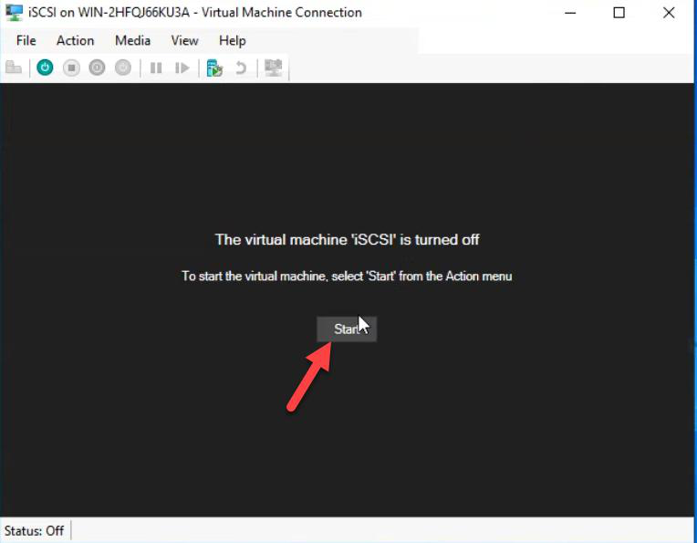 VM Connection window showing the press any key to boot from CD prompt during the OS install boot, where you press Spacebar to boot from the attached ISO