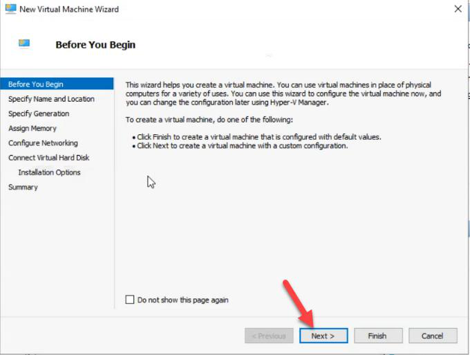 New Virtual Machine Wizard Before You Begin step