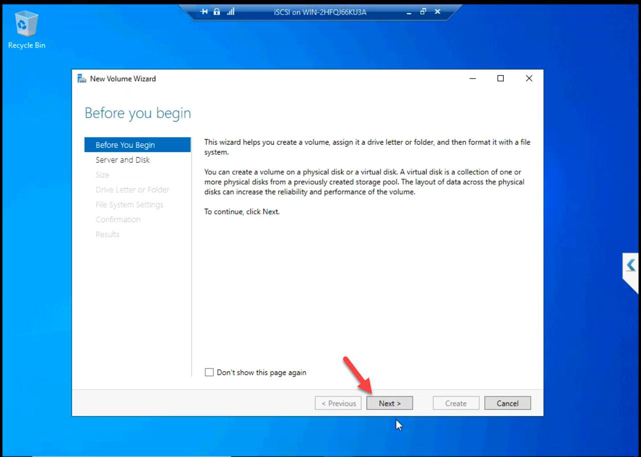 New Volume Wizard Before You Begin step