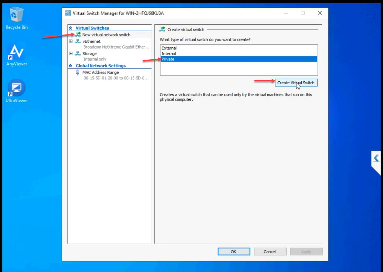 Virtual Switch Manager creating another vSwitch with Private type selected for the Heartbeat network