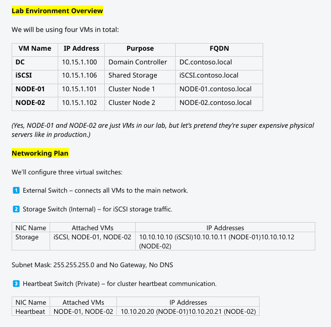 Final summary screenshot showing the complete IP table from Part 1 confirming all assignments match the planned architecture