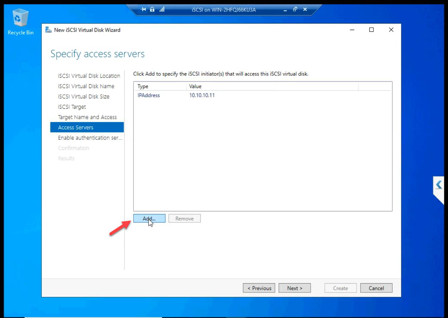 Add Initiator dialog opened again to add the second initiator