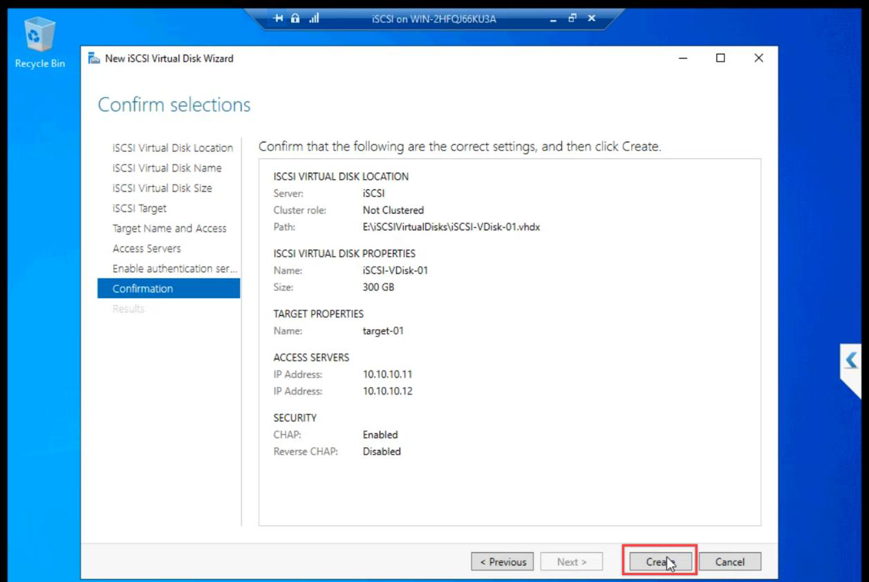 Confirmation step reviewing all settings ready to commit