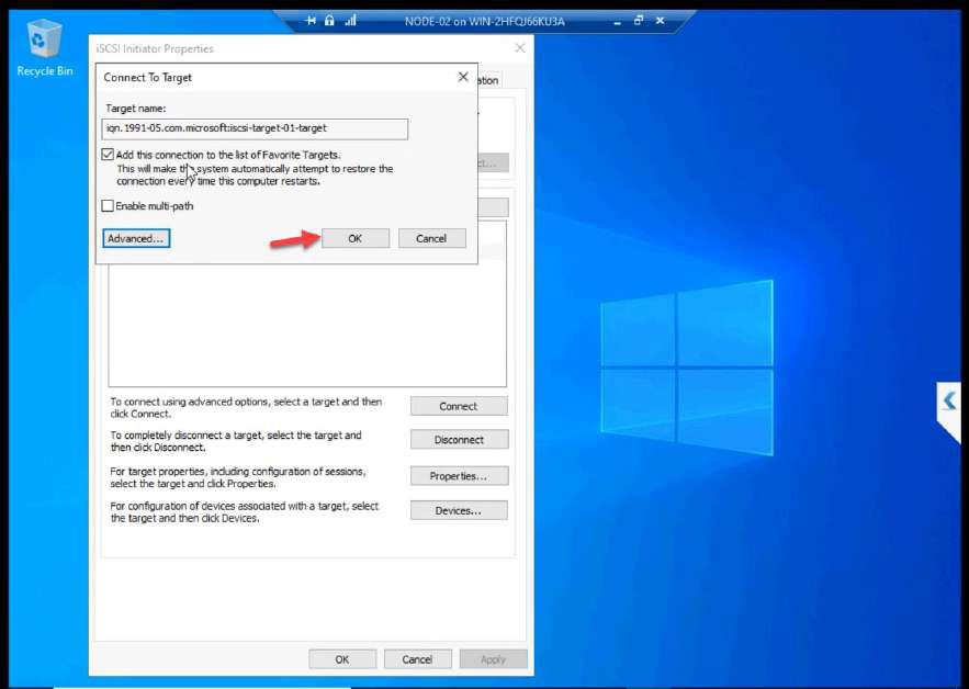 CHAP Advanced Settings OK on NODE-02