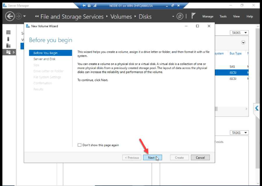 New Volume Wizard Before You Begin step