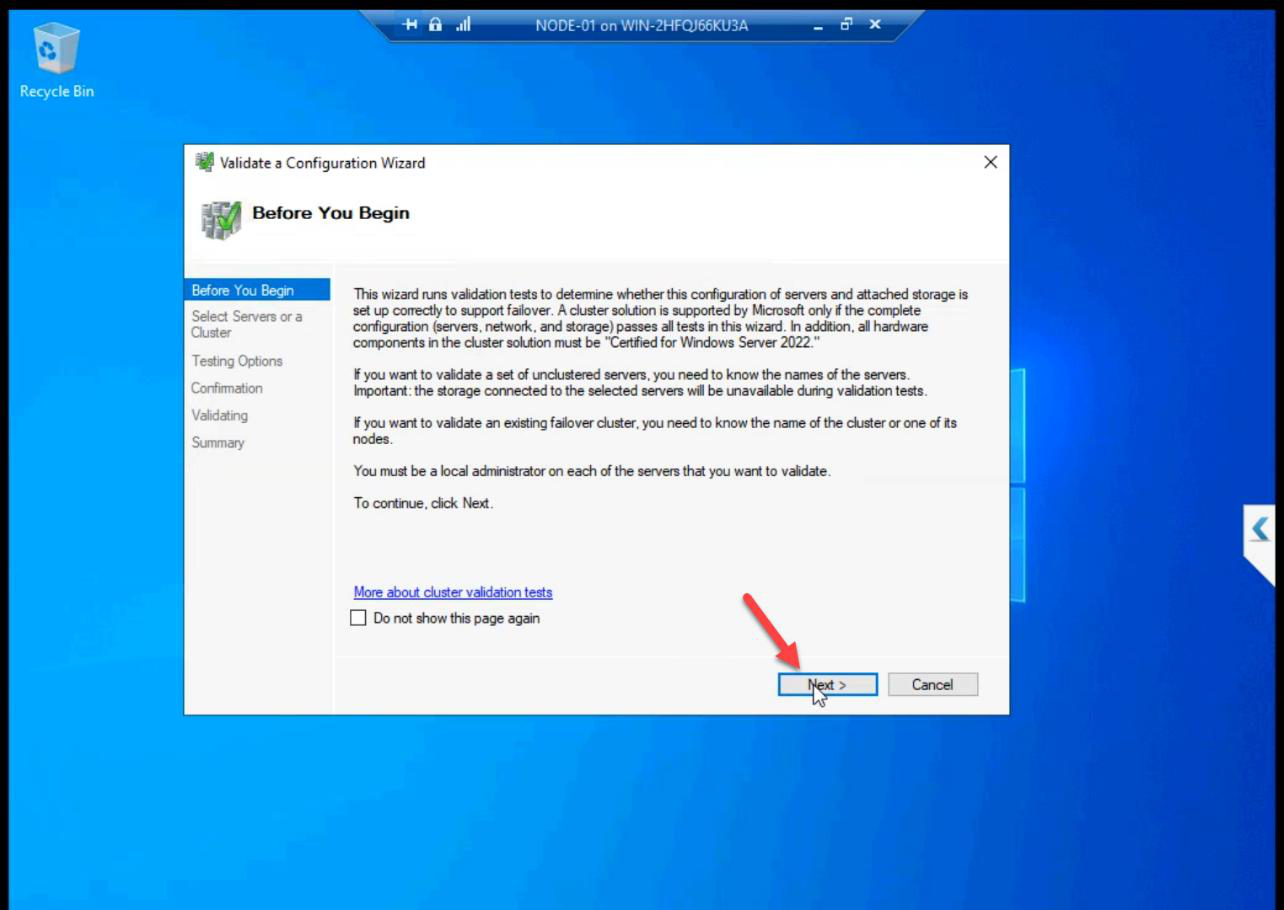 Validate a Configuration Wizard Before You Begin step