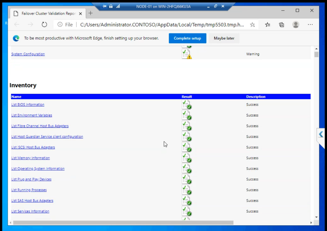 View Report HTML output in browser showing detailed validation results