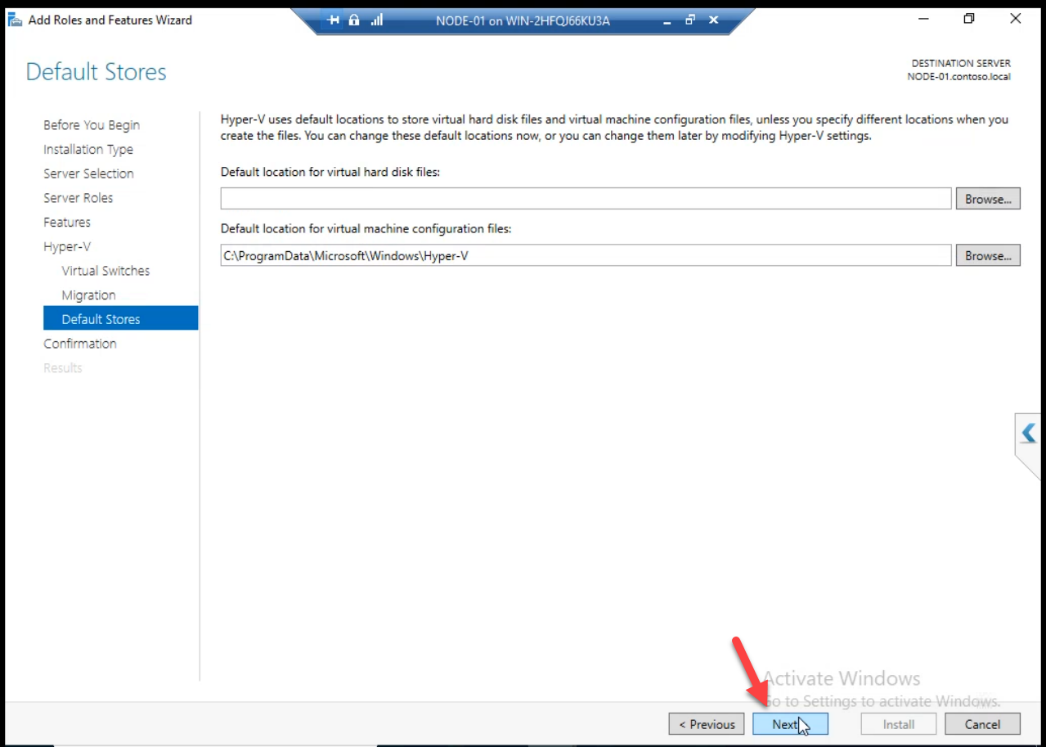 Wizard default settings step