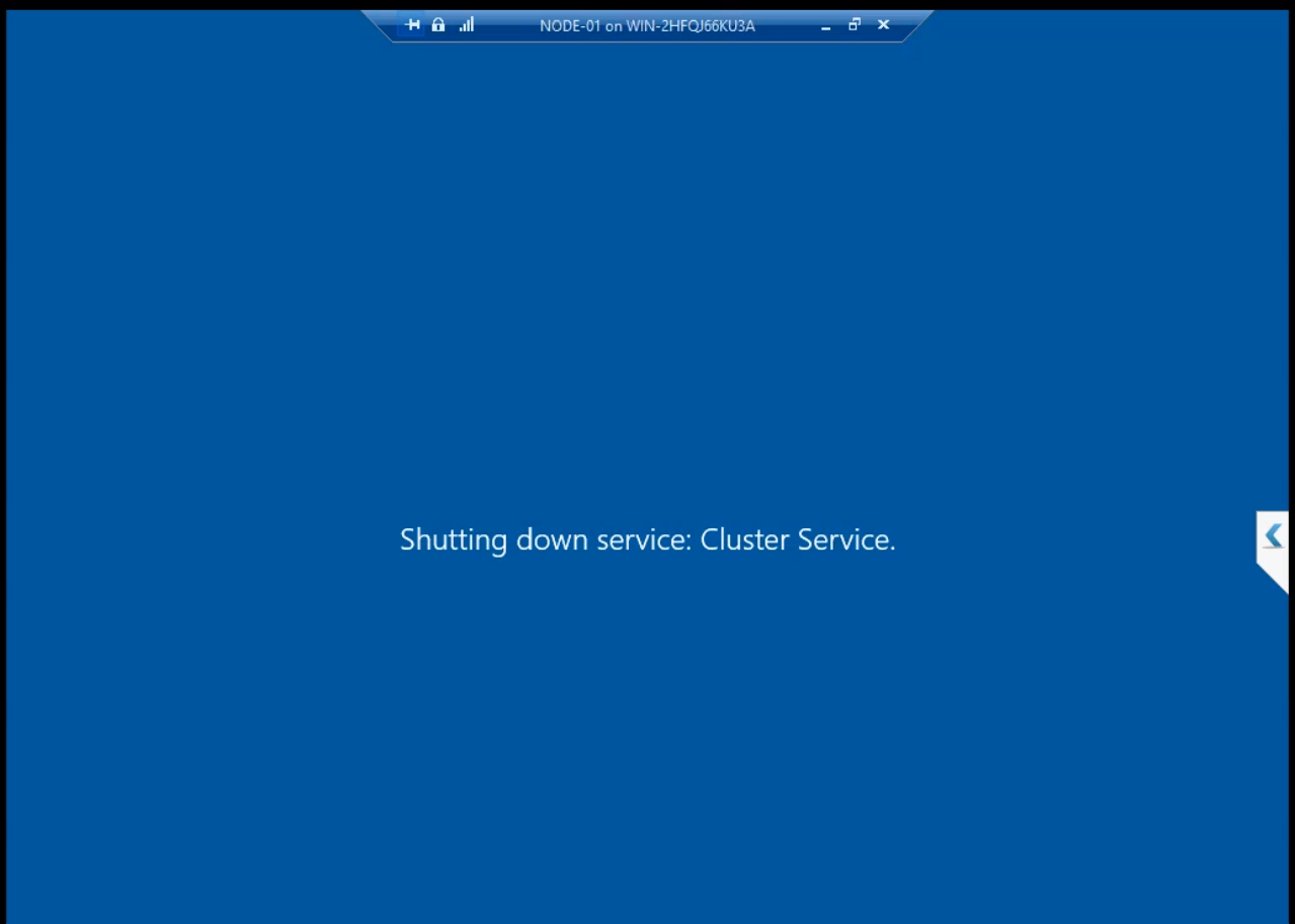 Node-01 after reboot showing Hyper-V services running