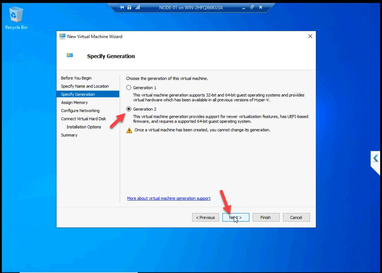 Generation 2 selected for the new HA VM