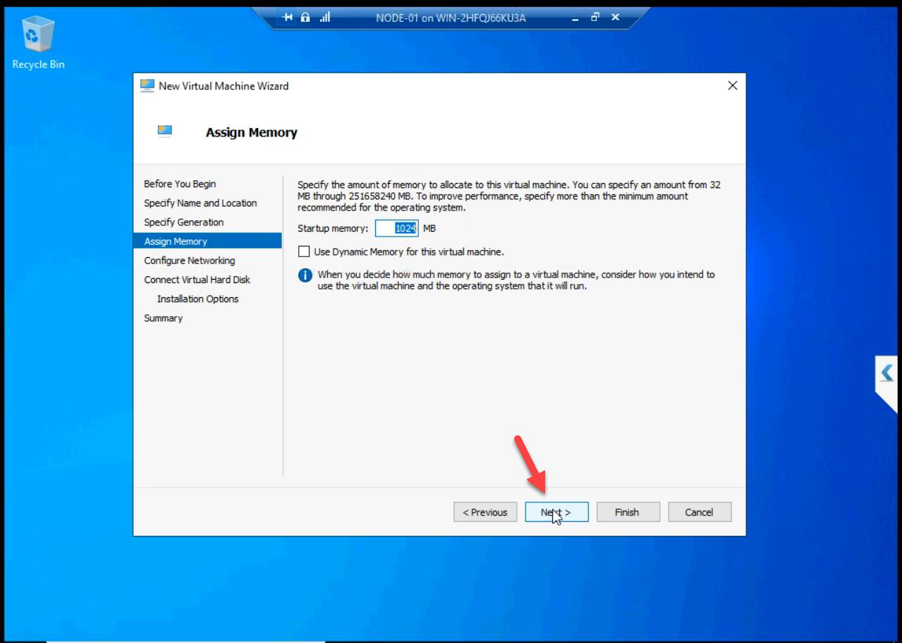 Memory step with default RAM accepted (lab demo only - no service runs)