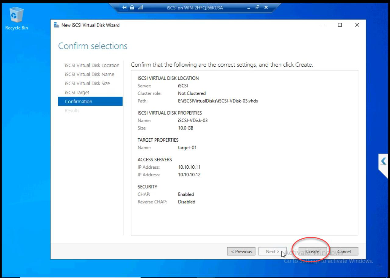 Confirmation step reviewing all settings ready to commit