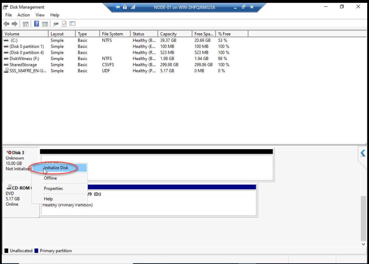 Initialize Disk dialog appearing after Online with the new disk requiring partition style selection
