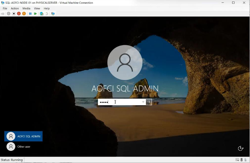 Installation completed dialog with all features showing green Succeeded status, the moment the FCI install on Node-01 finishes