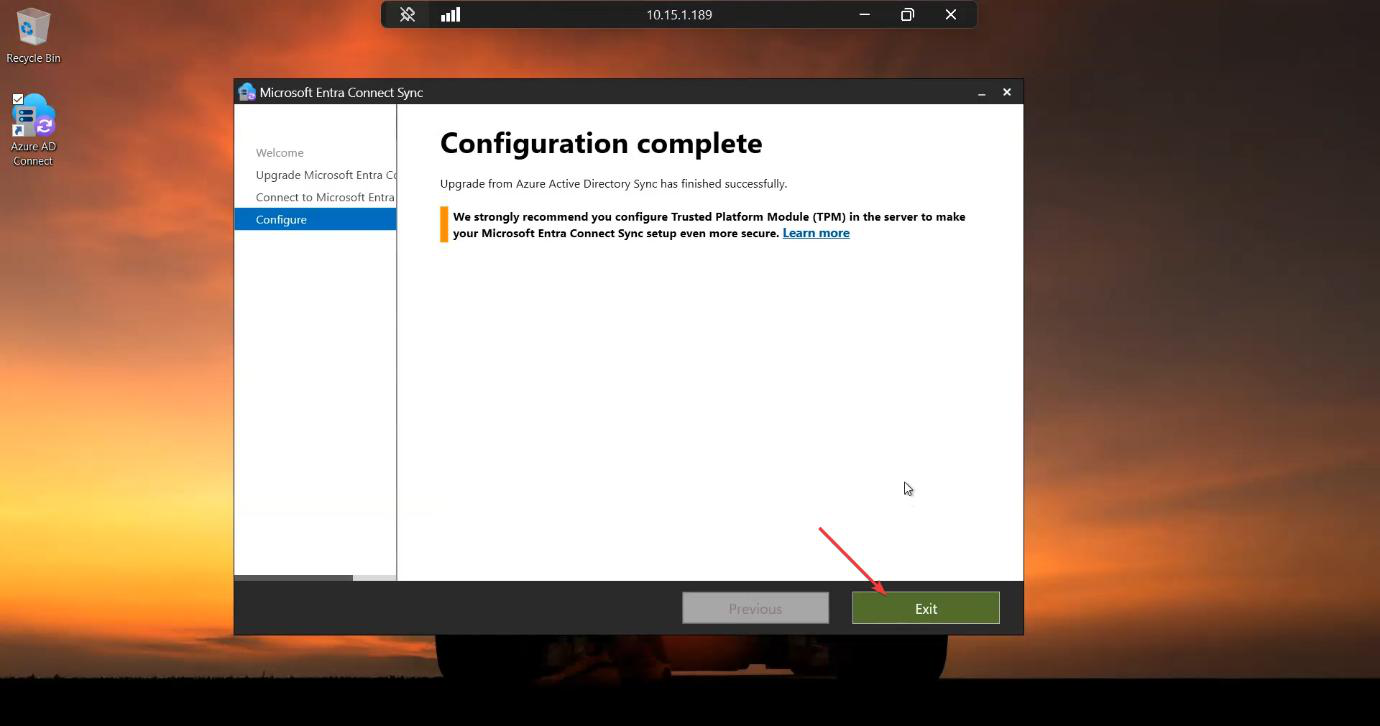 Upgrade in progress with the progress bar advancing as components are updated, typically taking 5-15 minutes