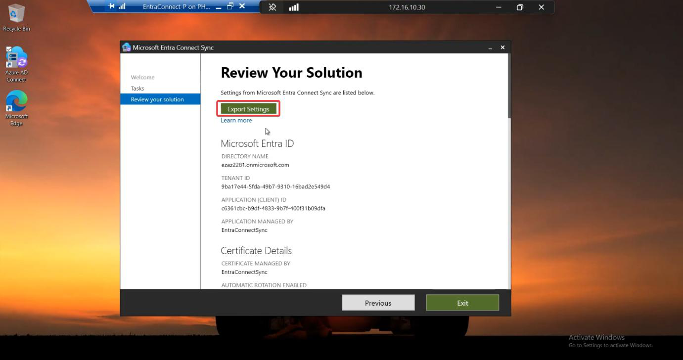 Migration screenshot 12 of 65 from the Entra Connect new-server migration walkthrough showing the wizard, sync service manager, AD console, or admin centre at the corresponding stage of the procedure