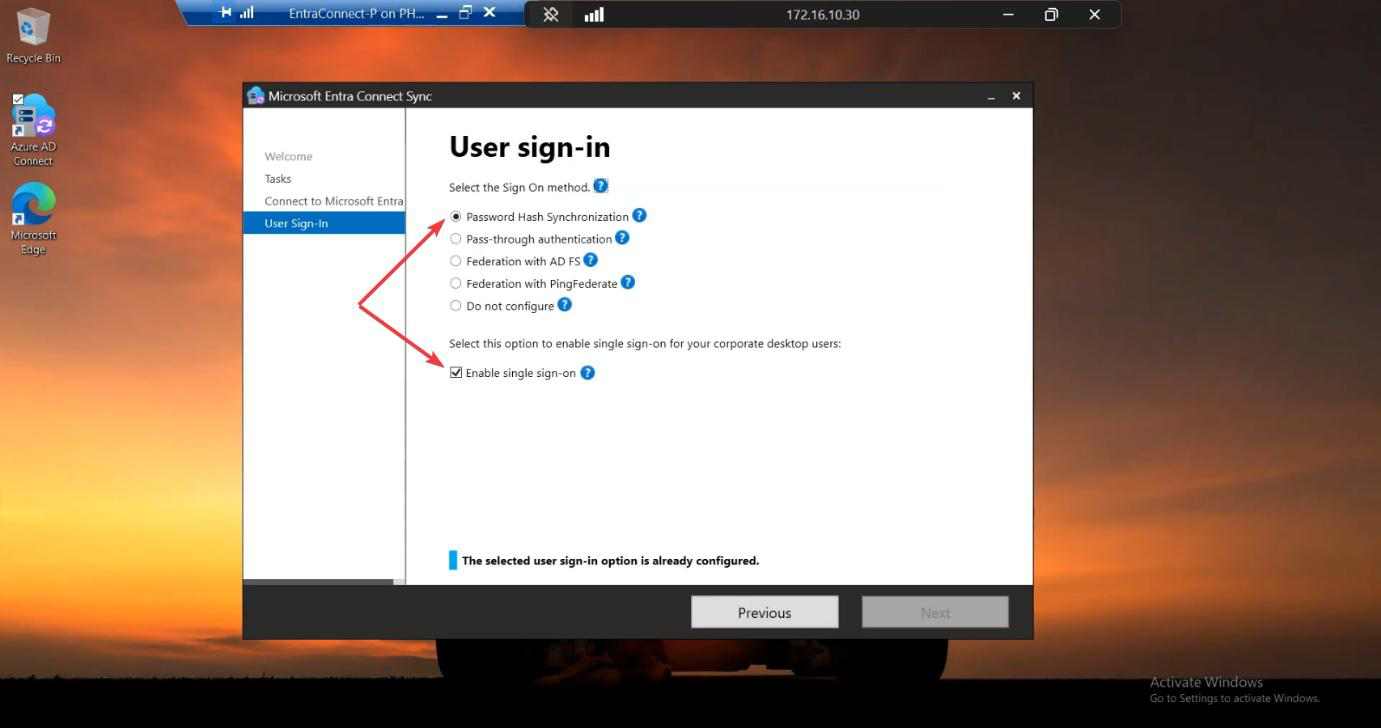 Migration screenshot 17 of 65 from the Entra Connect new-server migration walkthrough showing the wizard, sync service manager, AD console, or admin centre at the corresponding stage of the procedure