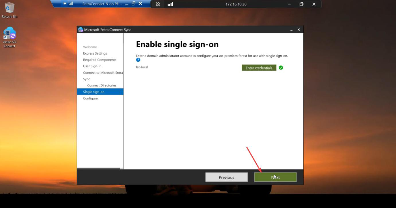 Migration screenshot 33 of 65 from the Entra Connect new-server migration walkthrough showing the wizard, sync service manager, AD console, or admin centre at the corresponding stage of the procedure