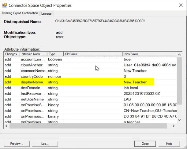 Migration screenshot 63 of 65 from the Entra Connect new-server migration walkthrough showing the wizard, sync service manager, AD console, or admin centre at the corresponding stage of the procedure
