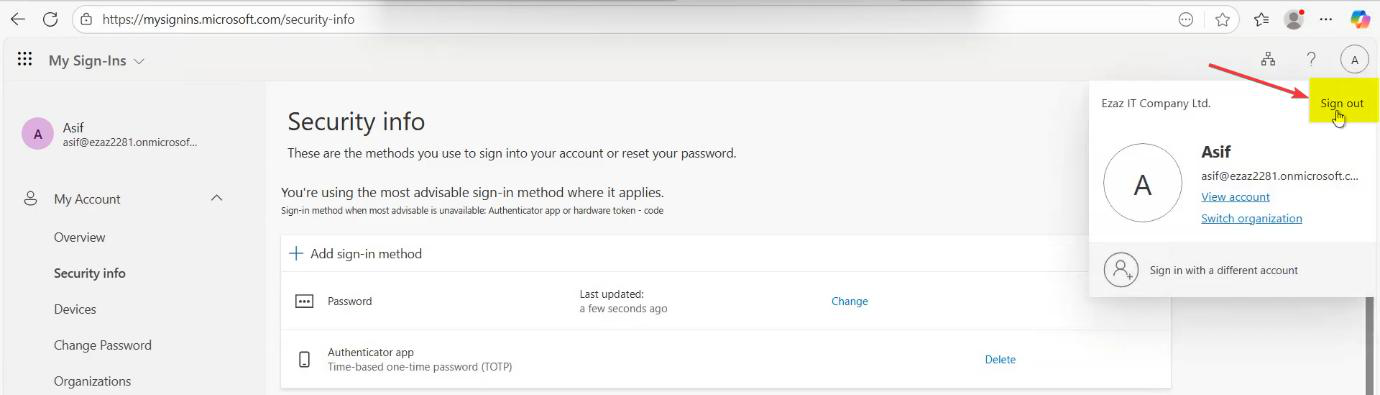Sign-in screen at portal.office.com with the user&rsquo;s account ready to enter the new password