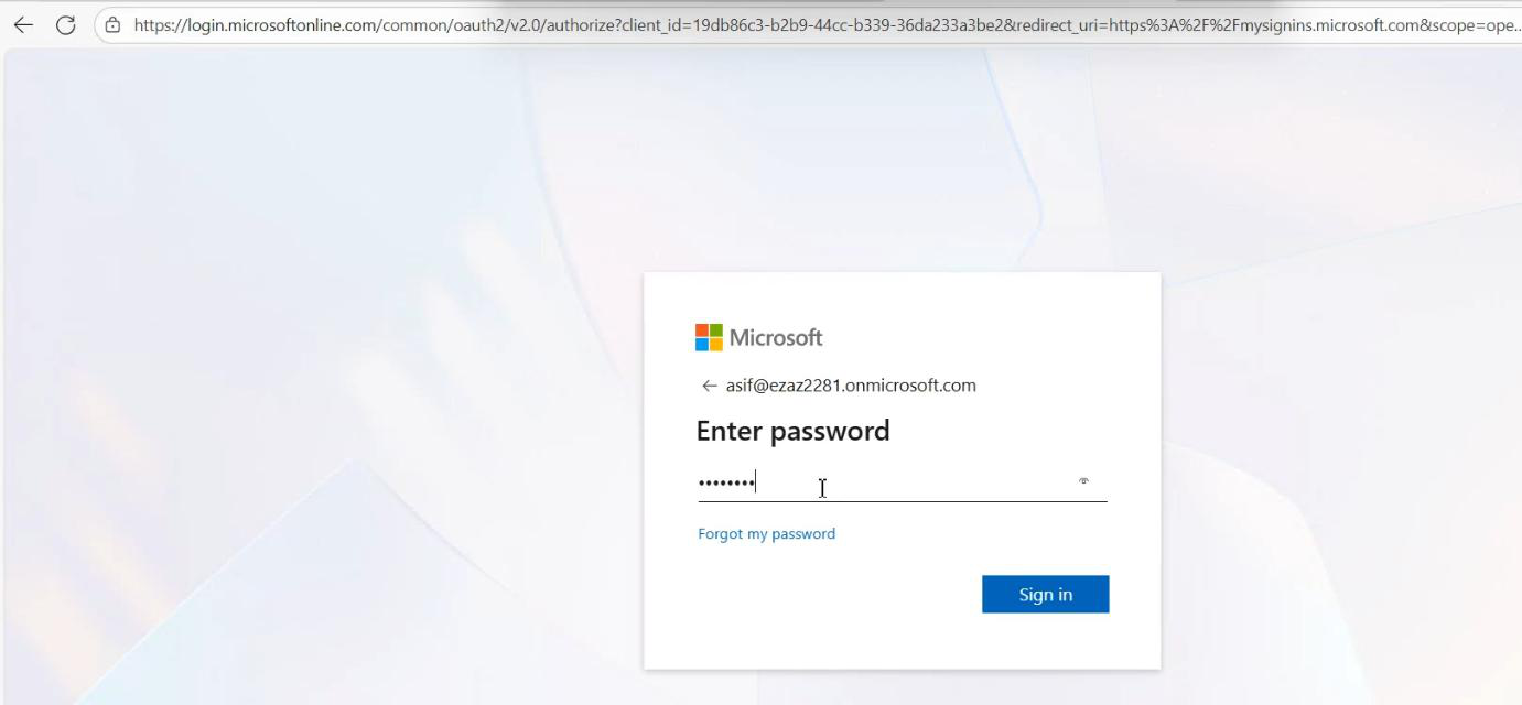 Apps tile view of the portal with all M365 apps available, confirming the new password is fully active in the cloud