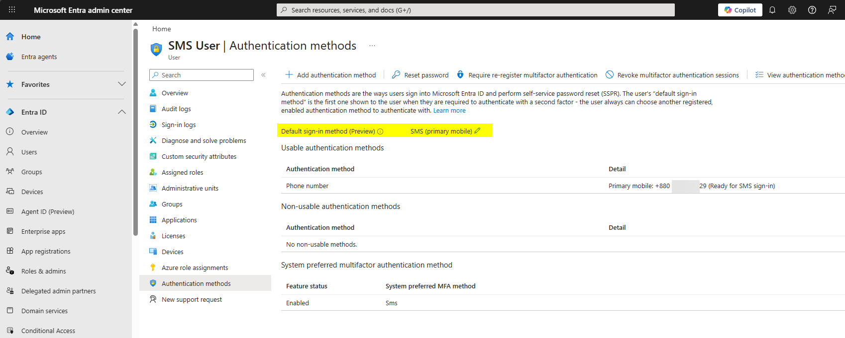 Add Phone number dialog showing country code selector mobile number field and Phone type set to Primary mobile