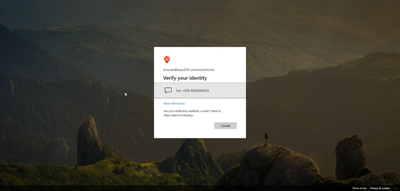 Security info page showing the unverified phone number with a Verify link next to it